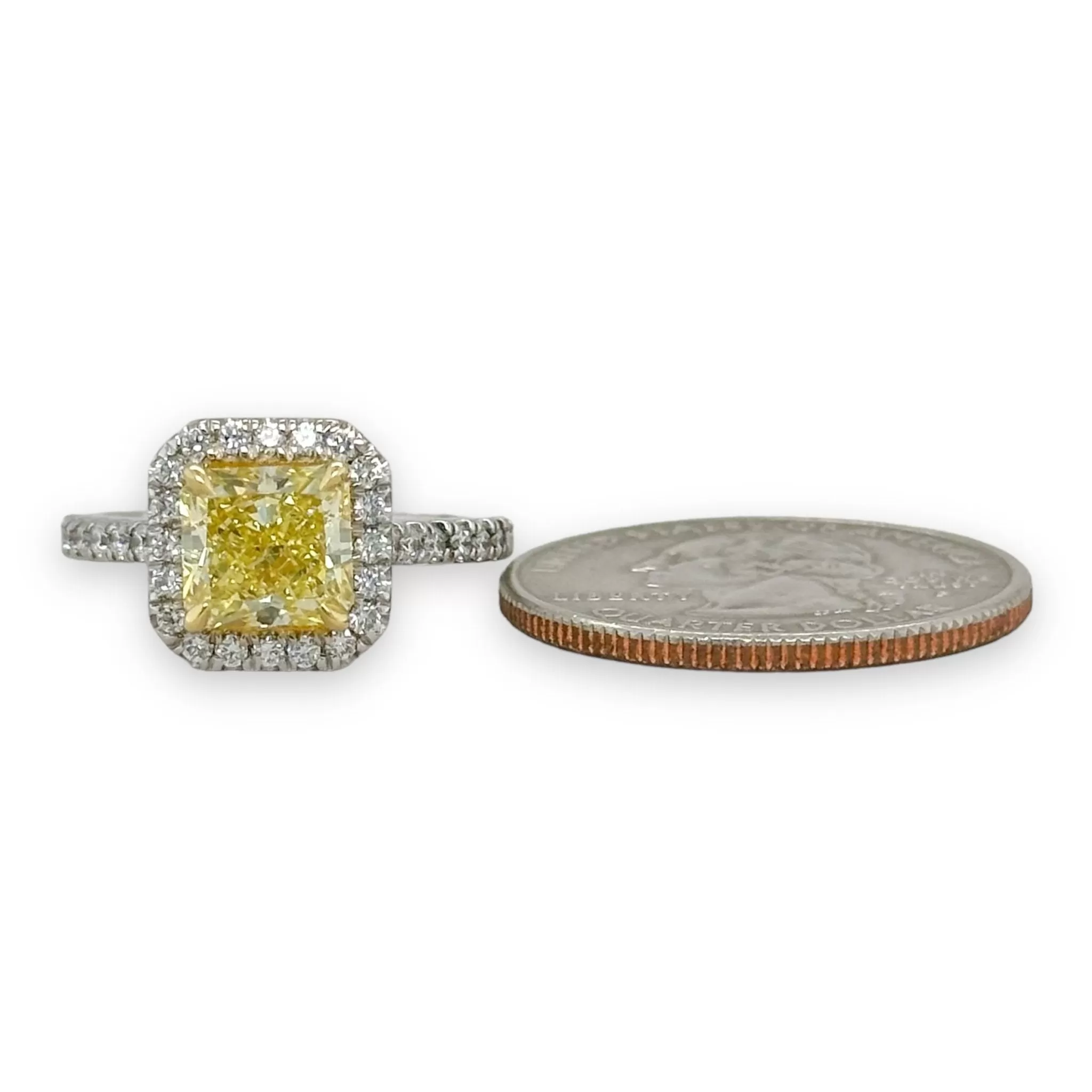 14K and 18K W Gold G/VVS2 2.62ctw Fancy Yellow Diamond Ring GIA6125876888