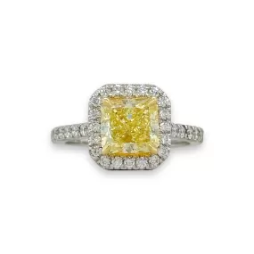 14K and 18K W Gold G/VVS2 2.62ctw Fancy Yellow Diamond Ring GIA6125876888