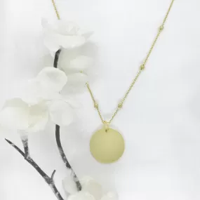 18k/925 Vermeil Disk on Ball Chain Necklace - Engravable