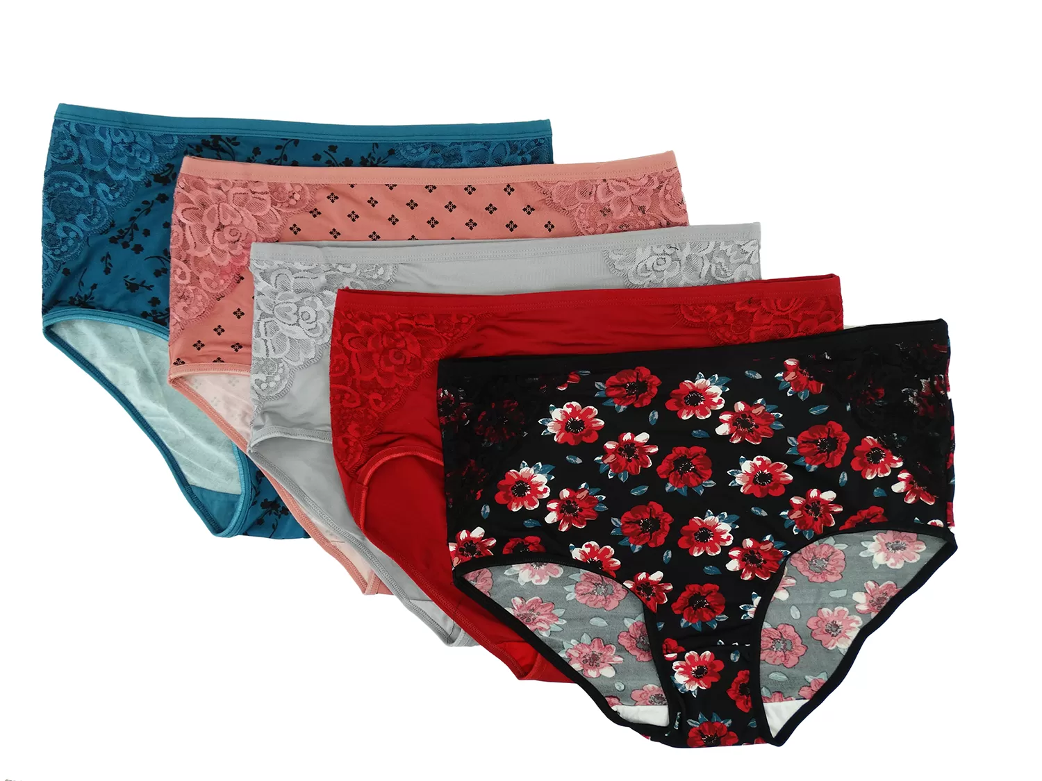 5PKBF1139, Kathy Ireland Ladies 5pk Panties (1X-3X)