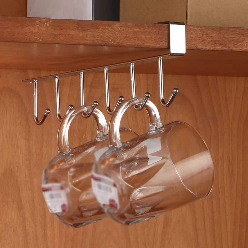 6 Hooks Cabinet Hanging Hook Shelf