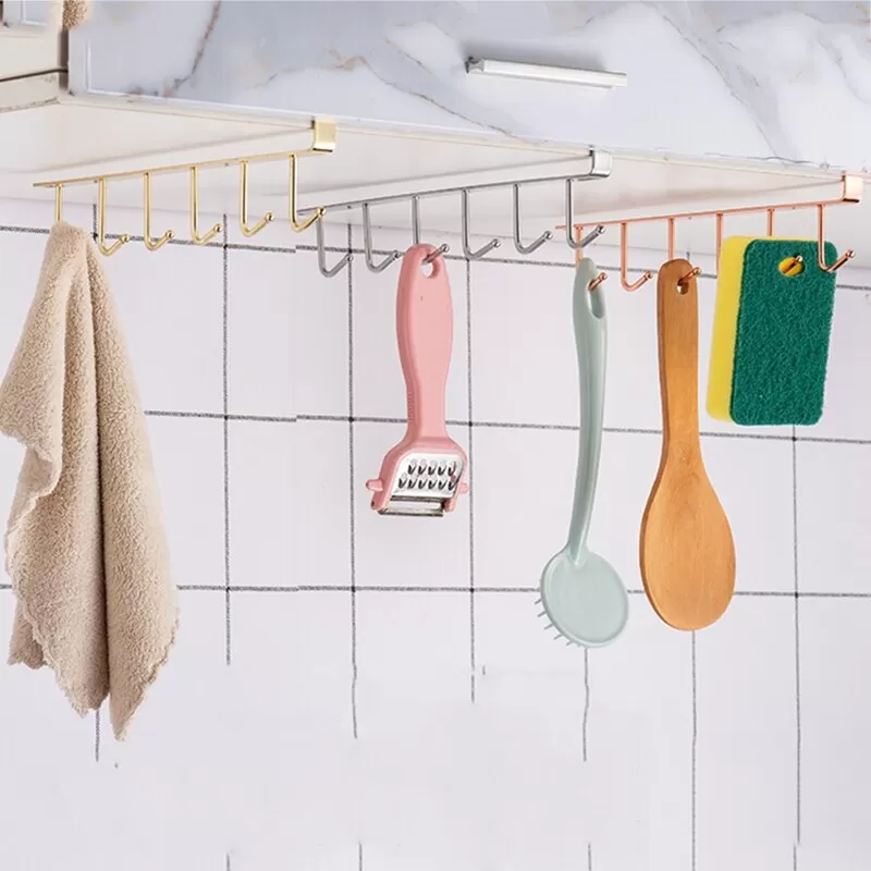 6 Hooks Cabinet Hanging Hook Shelf