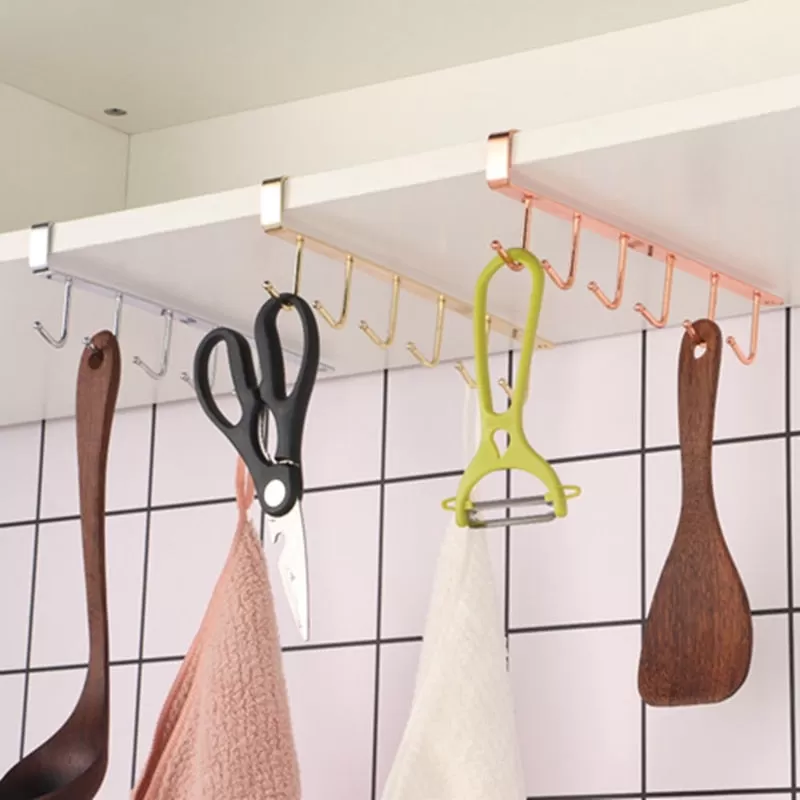 6 Hooks Cabinet Hanging Hook Shelf