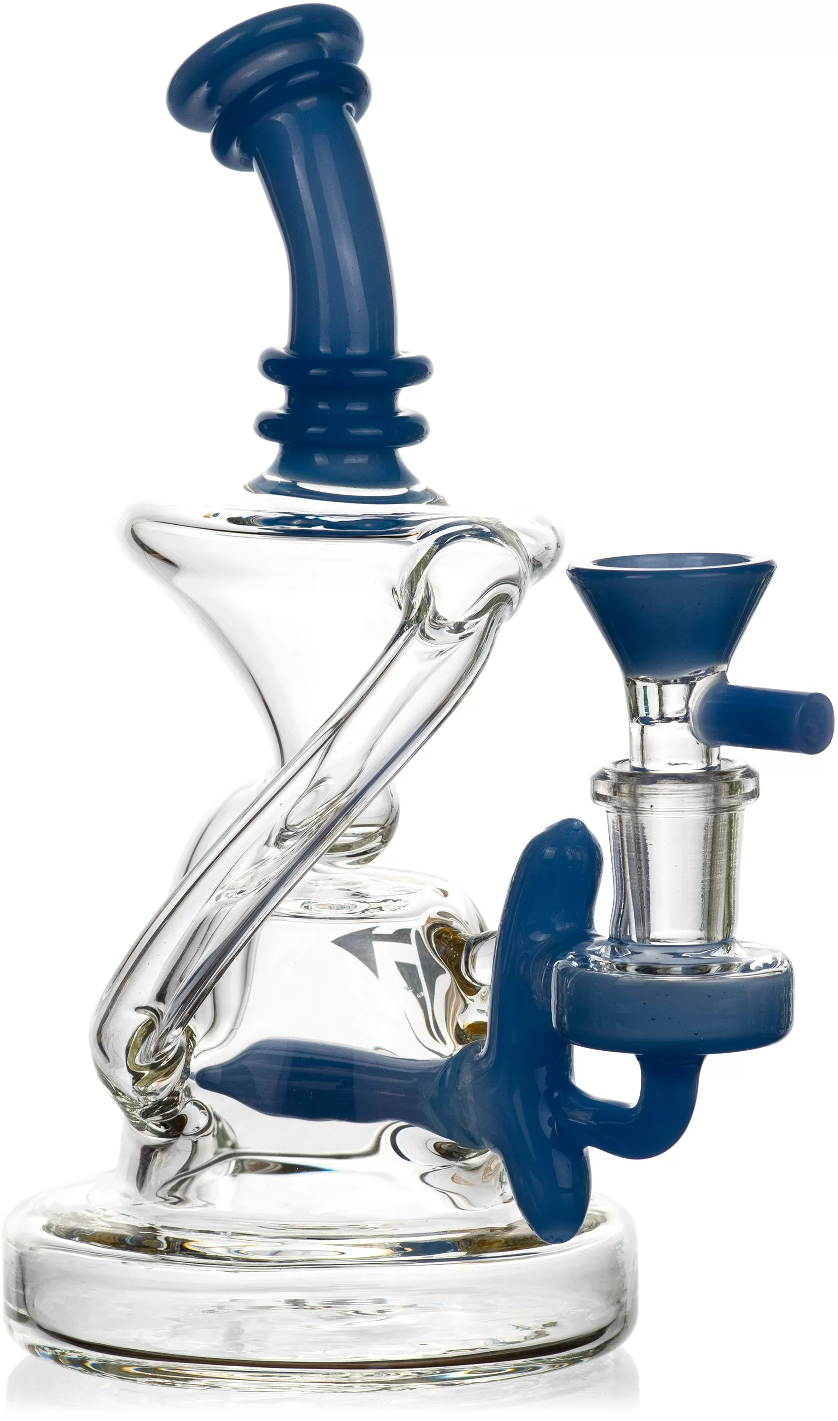 7” Recycler Inline Dab Rig (Diamond Juno), by Diamond Glass (free banger included)