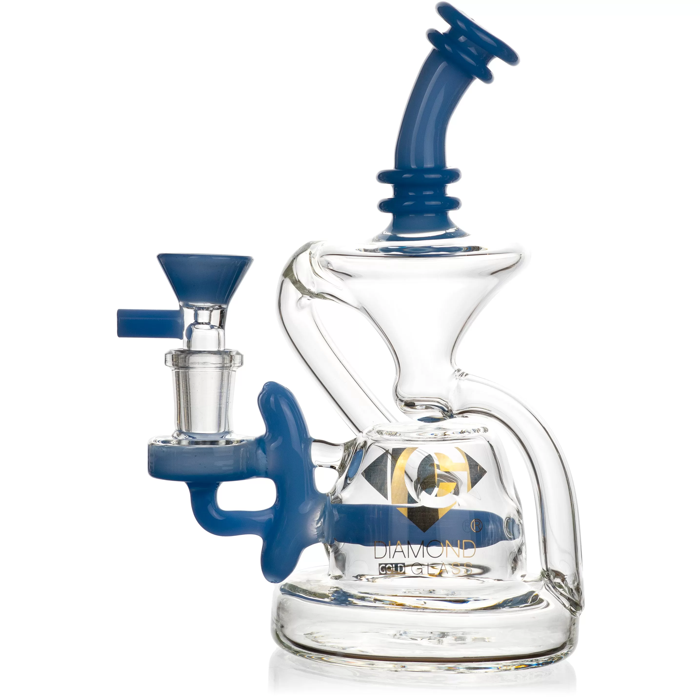 7” Recycler Inline Dab Rig (Diamond Juno), by Diamond Glass (free banger included)