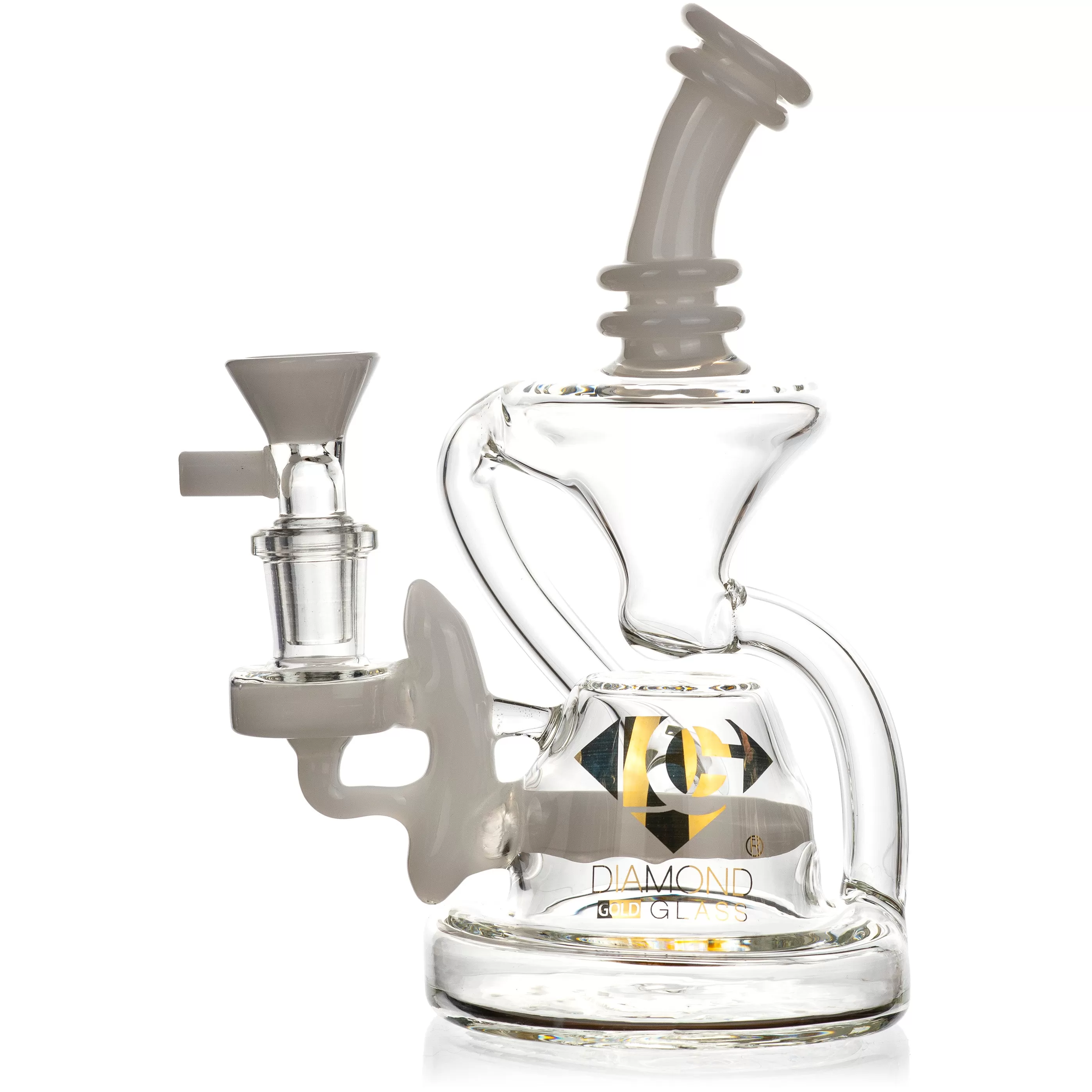 7” Recycler Inline Dab Rig (Diamond Juno), by Diamond Glass (free banger included)