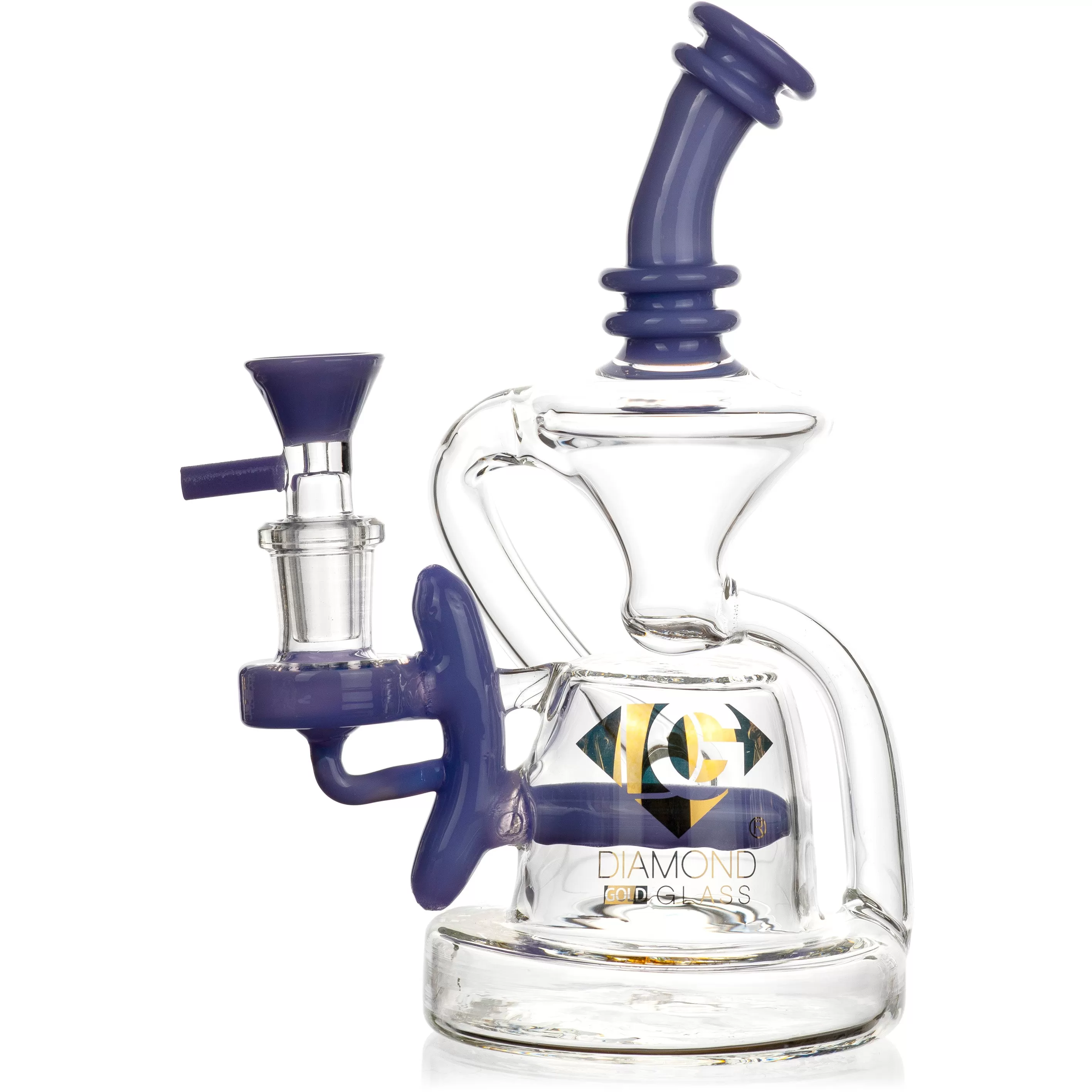 7” Recycler Inline Dab Rig (Diamond Juno), by Diamond Glass (free banger included)