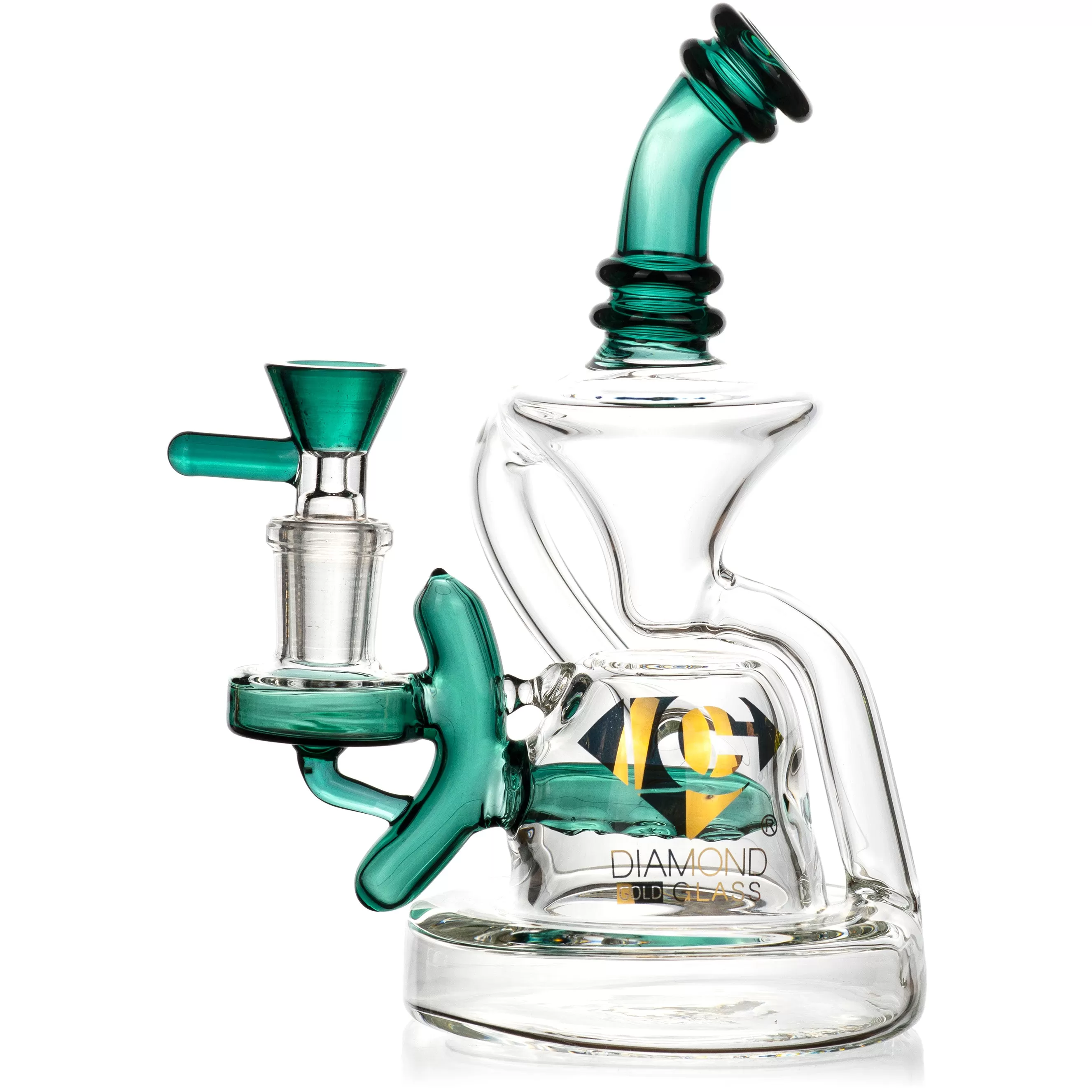 7” Recycler Inline Dab Rig (Diamond Juno), by Diamond Glass (free banger included)