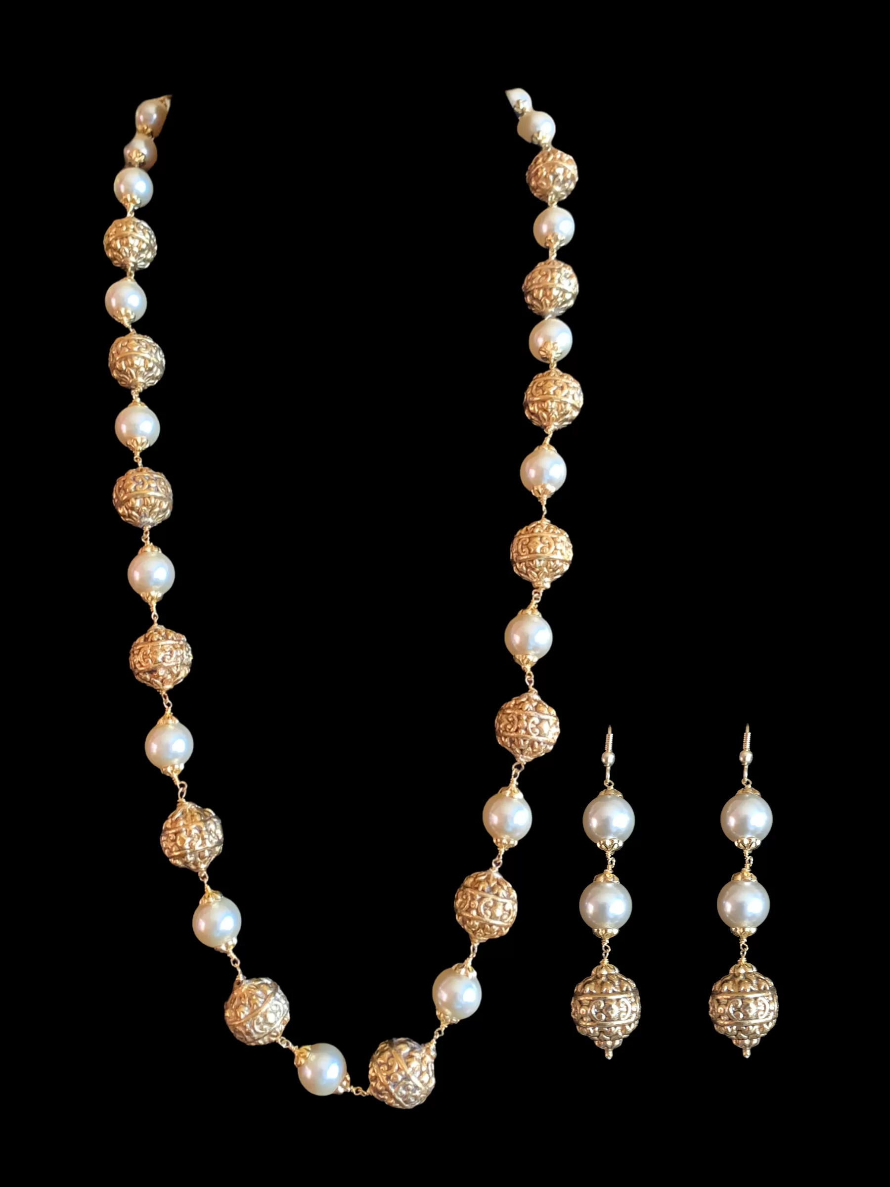 92.5 silver and gold plated nakshi beads mala