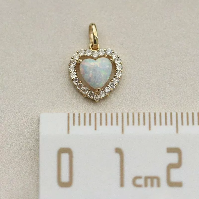 925 Sterling Silver Opal Zircon Heart Choker Necklace Charm Jewelry AZ252