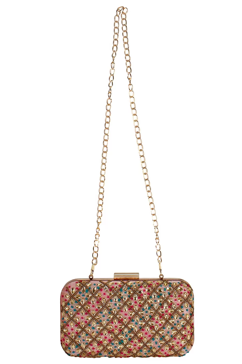 Adorn Embroidered & Embelished Party Clutch Multi