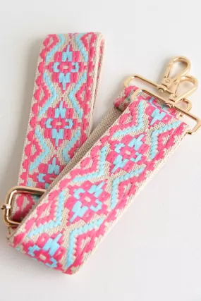 AHDORNED HOT PINK/BLUE EMBROIDERED STRAP