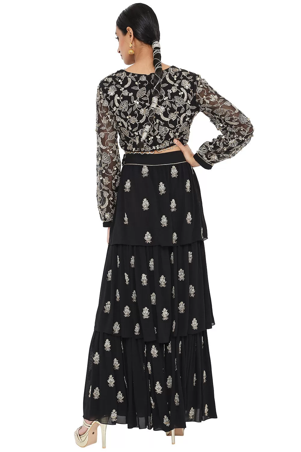 Anika Embroidered Choli With Layered Sharara