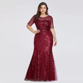 Appliques Mermaid Sequined Lace Long Dress