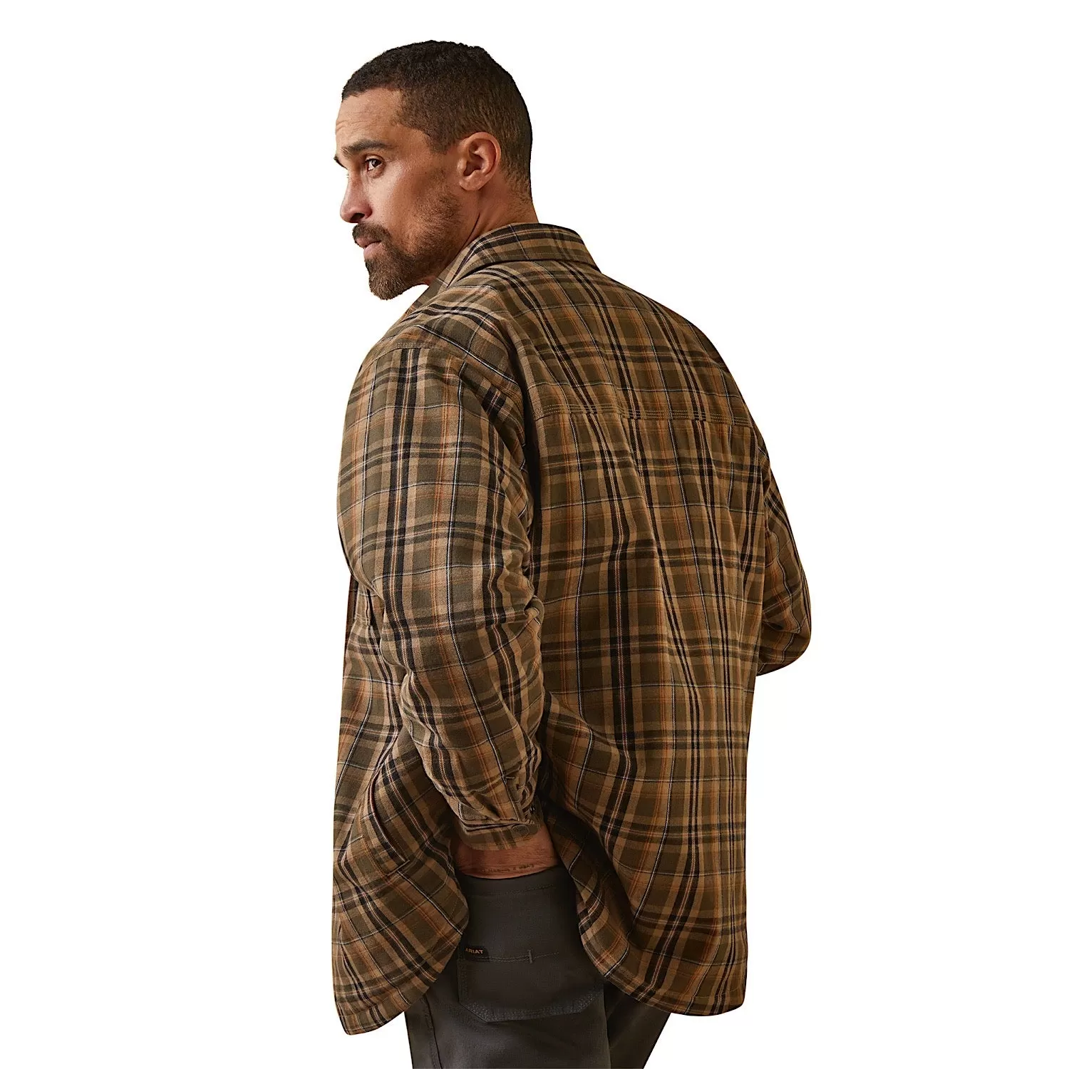 ARIAT Mens Rebar Flannel Insulated Shirt Jacket Wren Plaid