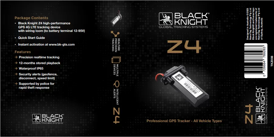 Black Knight 4G hard wired Z4 GPS Tracker