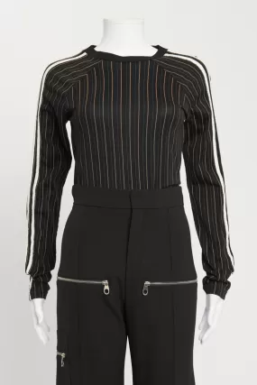 Black Long-Sleeved Striped T-Shirt