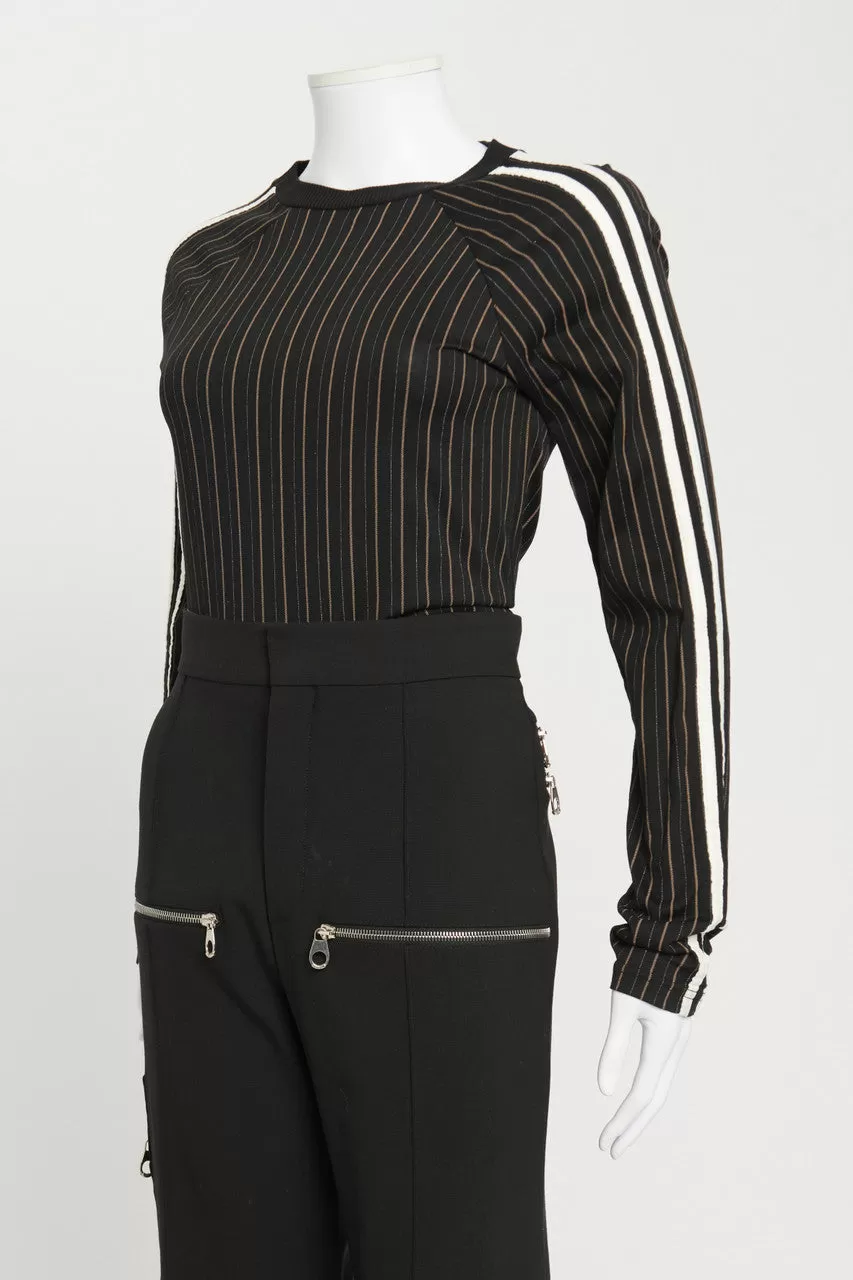 Black Long-Sleeved Striped T-Shirt