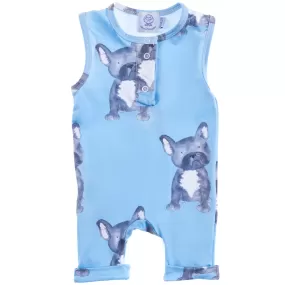 Blue Frenchie Short Leg Playsuit