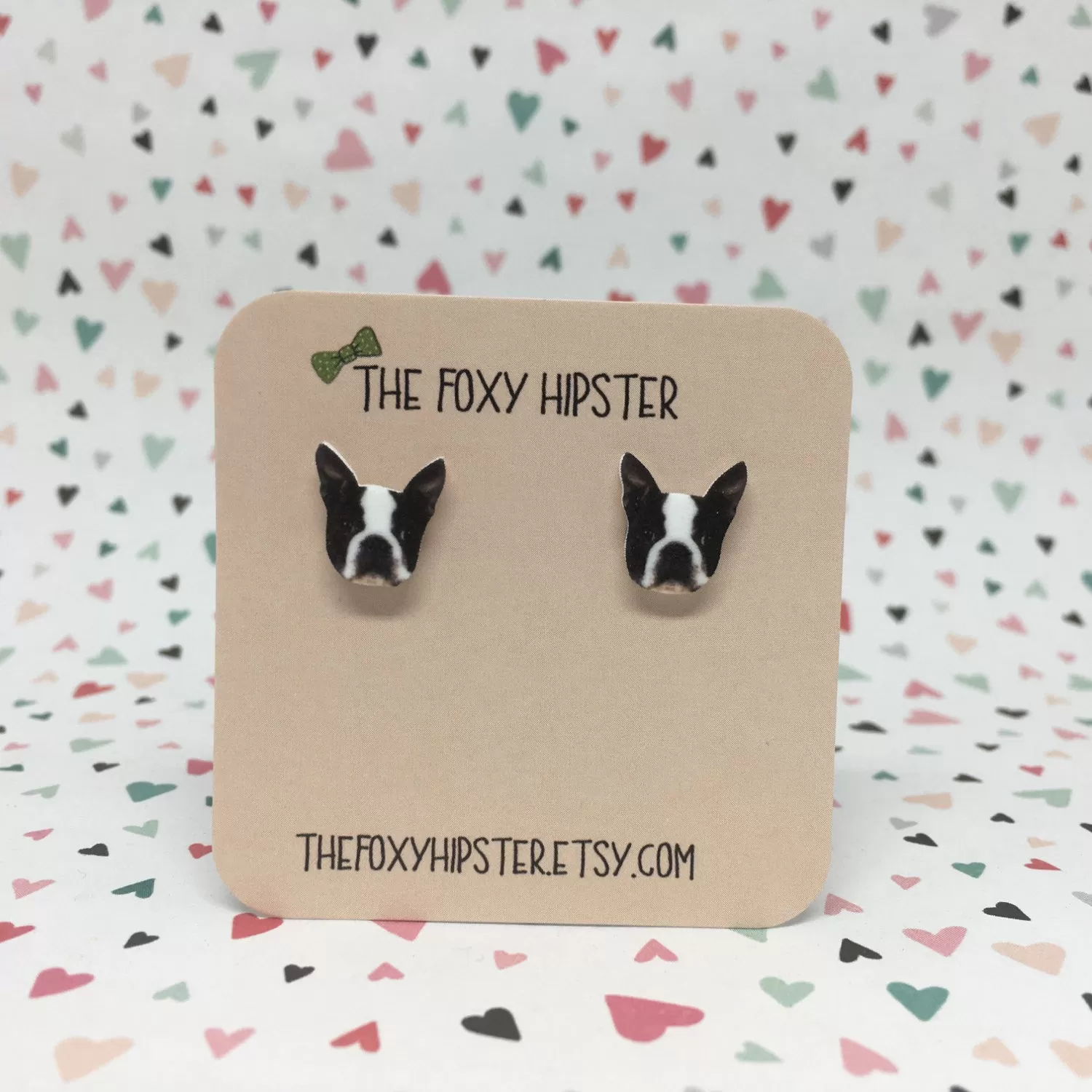 Boston Terrier Dog Stud Earrings