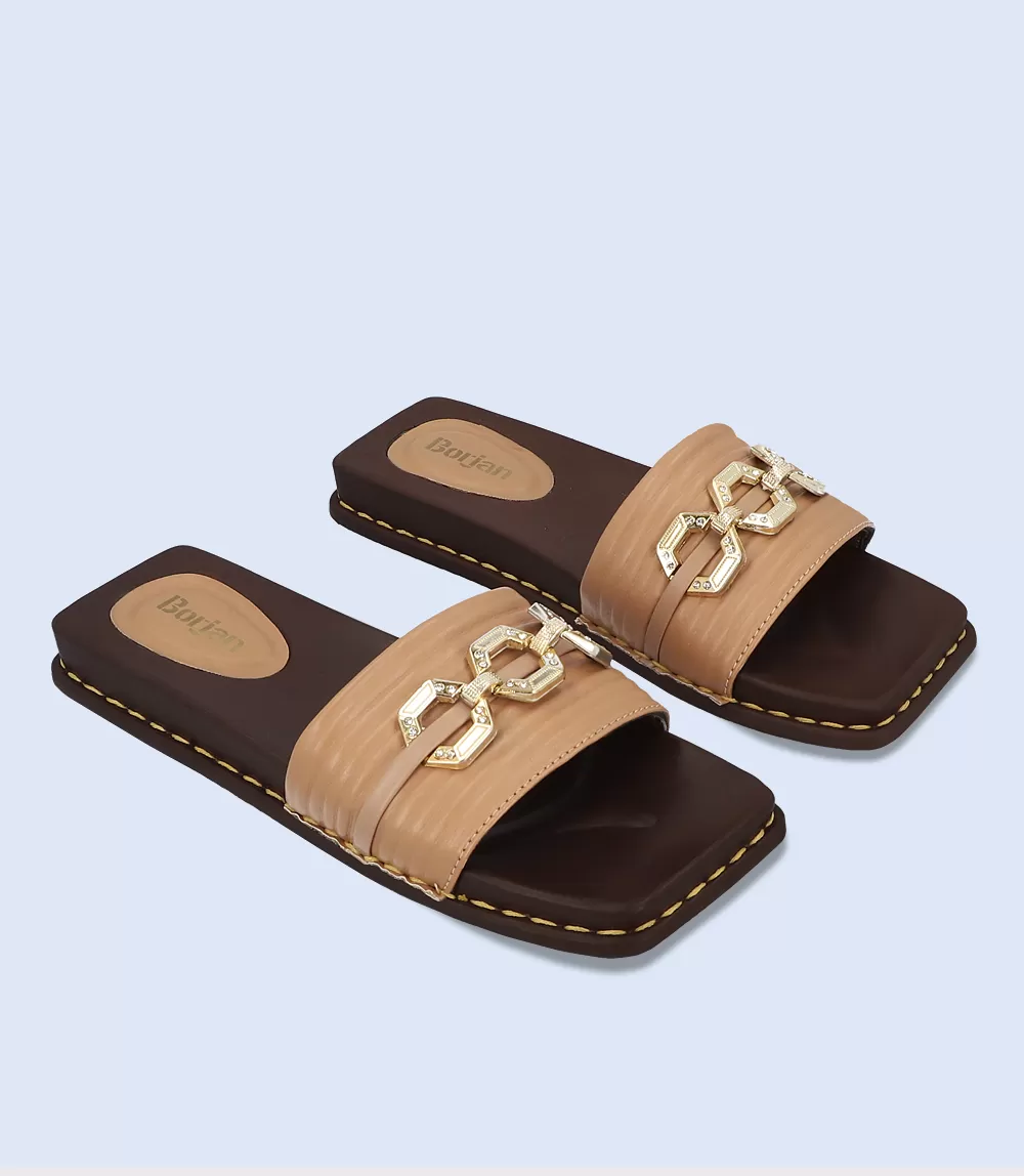 BW8328-BROWN-Women Casual Slipper