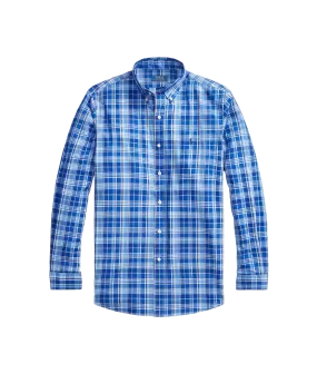 Custom Fit Gingham Stretch Poplin Shirt - Blue