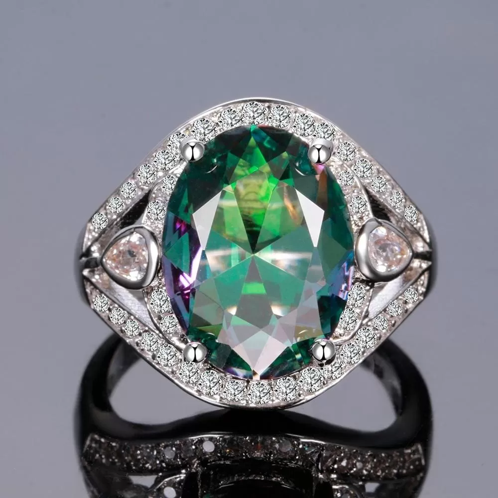 Dazzling Rainbow Mystic Topaz Zircon Ring - 925 Sterling Silver