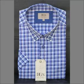 Drifter Ivano Blue/White Check Short Sleeve Shirt 