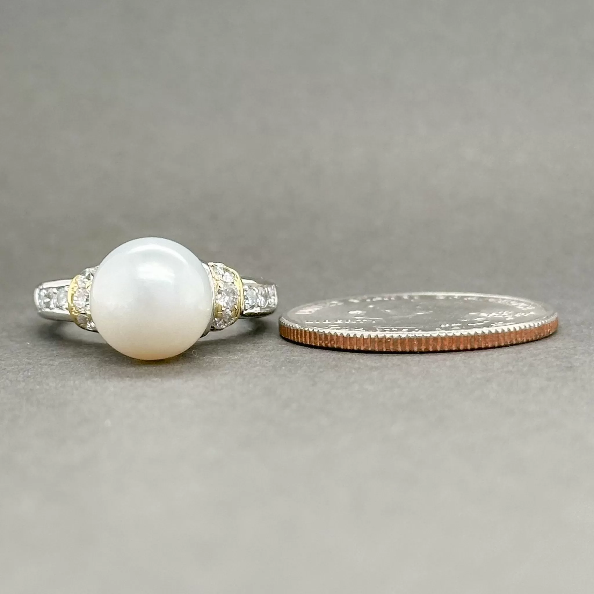 Estate Platinum South Sea Pearl & 0.40ctw G-H/SI1 Cocktail Ring