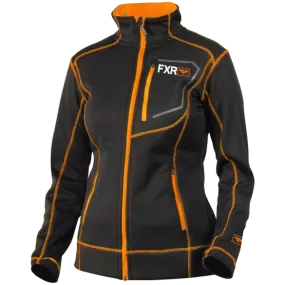 FXR Elevation Womens Zip Fleece Black/ElectricTangerine