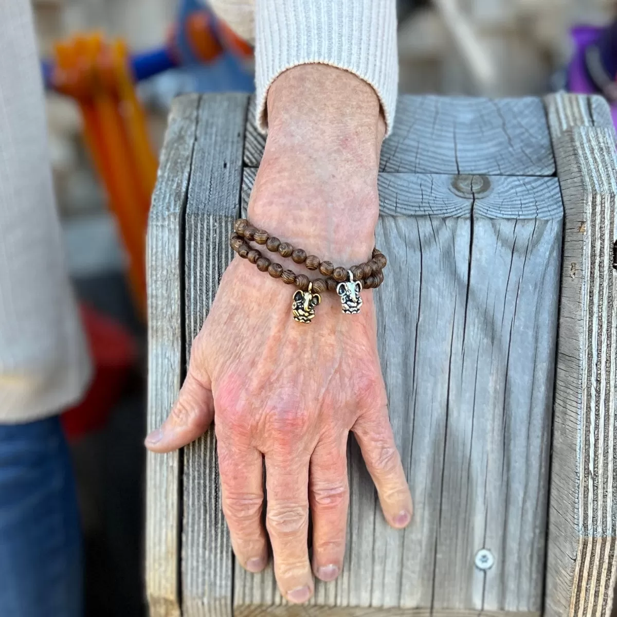 Ganesha's Wisdom - Wood Bracelet (Gold)