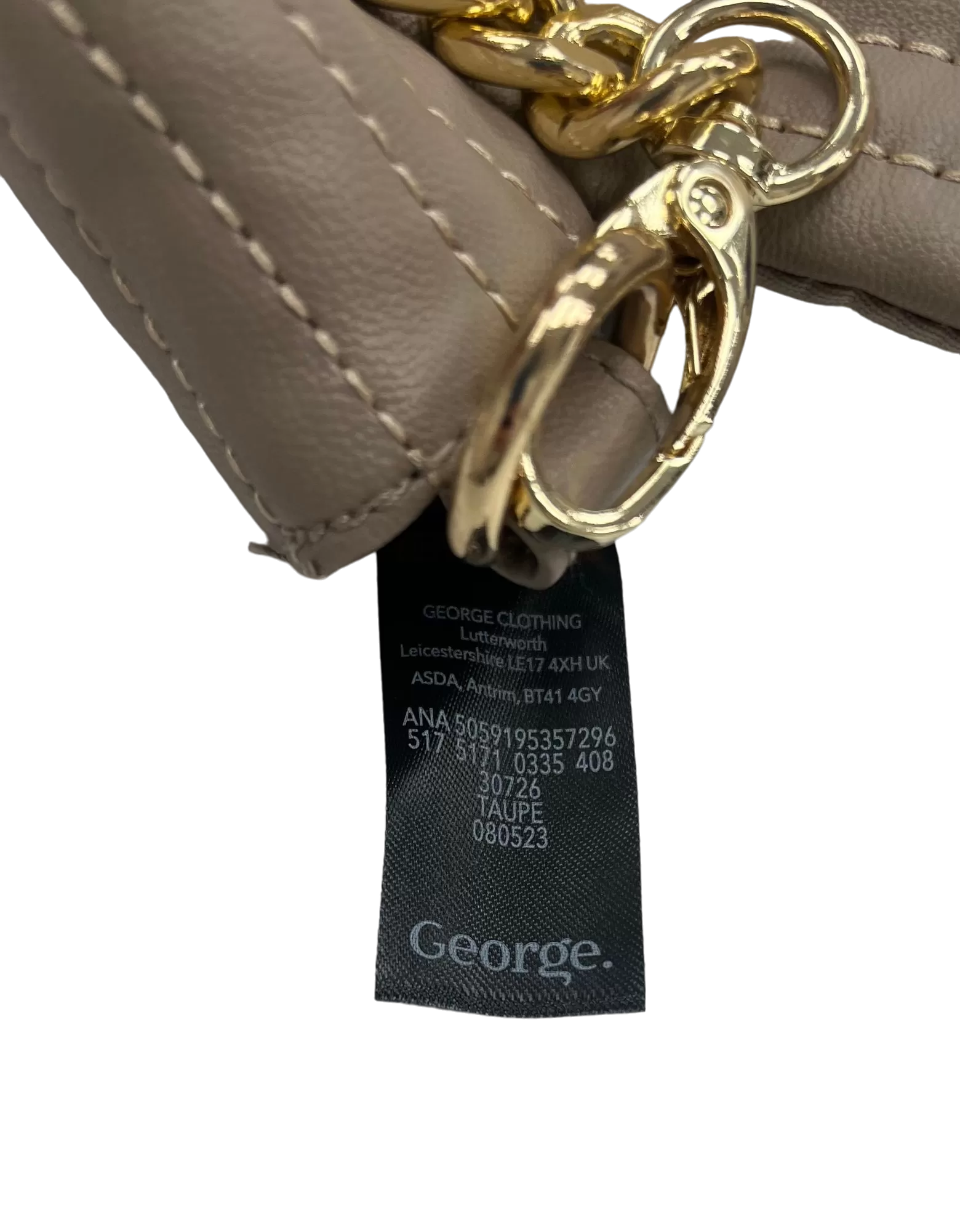 George Taupe Quilted Crossbody Bag With Chain Strap BNWT