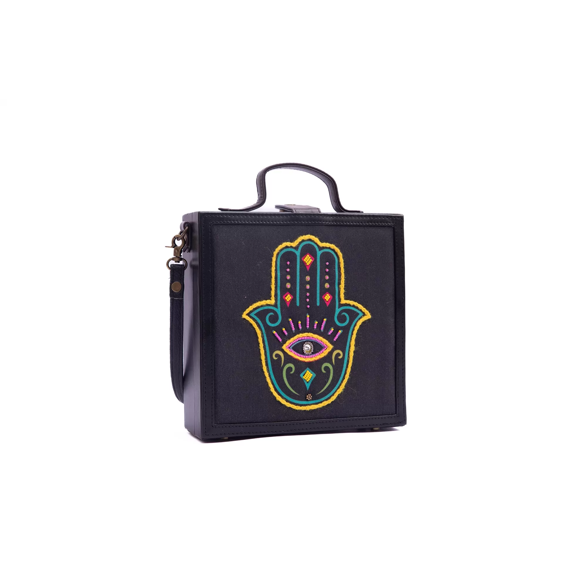 Hamsa Hand embroidered briefcase bag