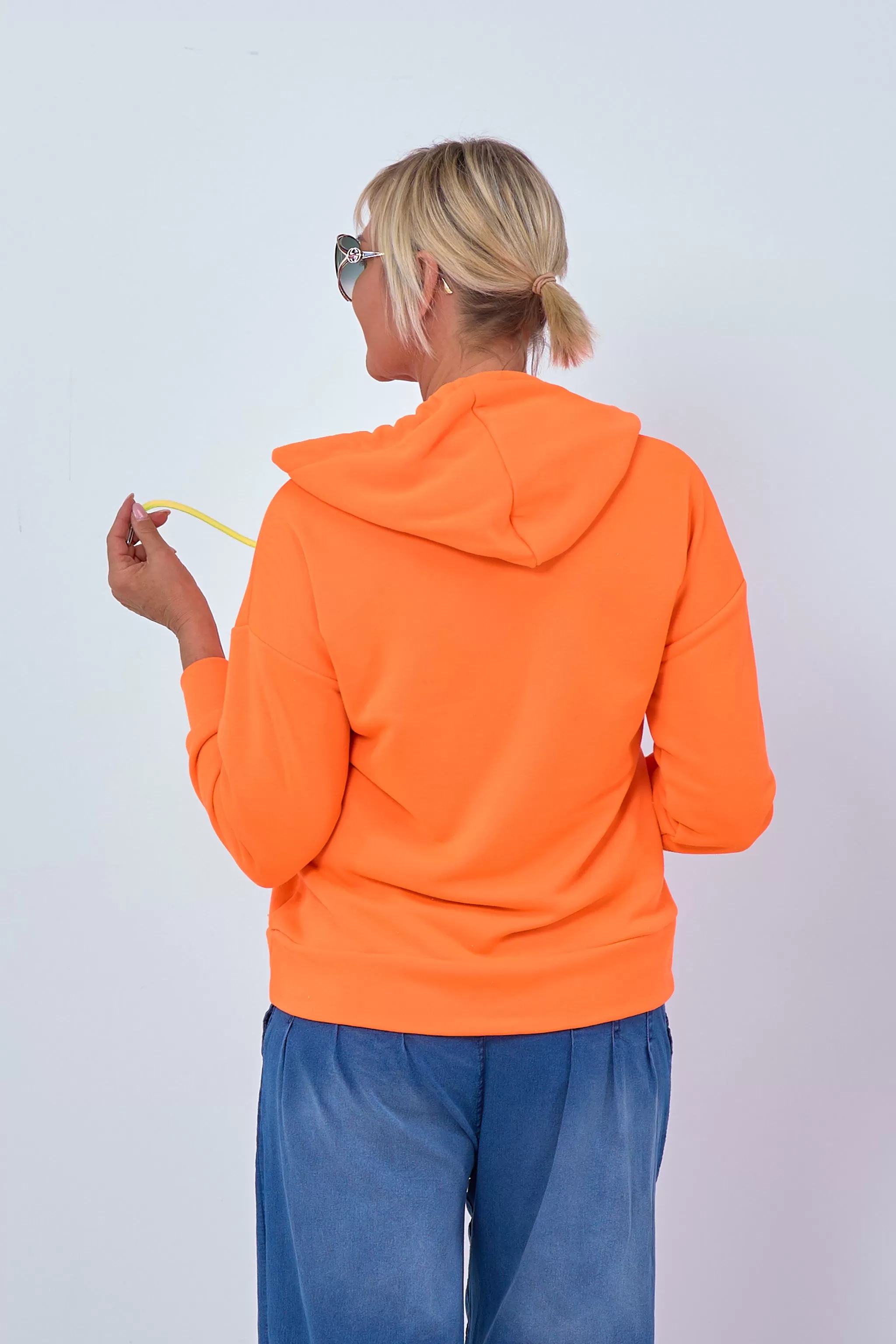 Hoodie mit Love-Blumen-Print, neon orange