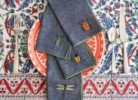 Insect Linen Chambray Cloth Napkins, set of four