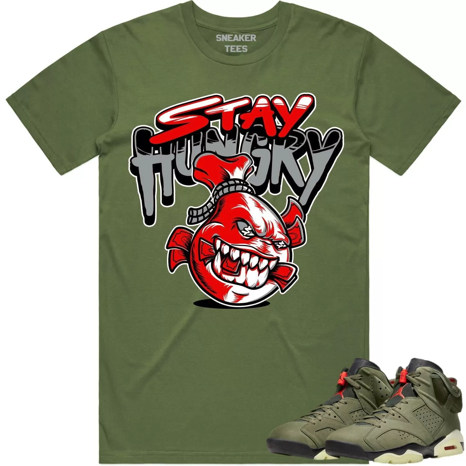 Jordan 6 Cactus Jack 6s Shirt to Match - RED STAY HUNGRY