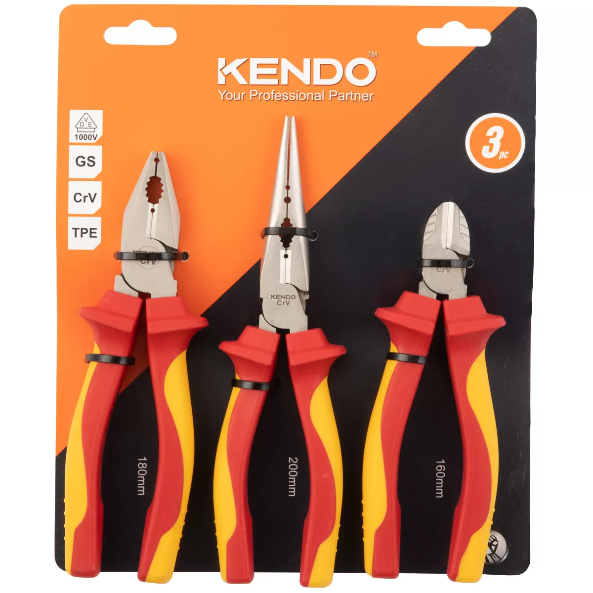 Kendo VDE Pliers Set 3 Pieces