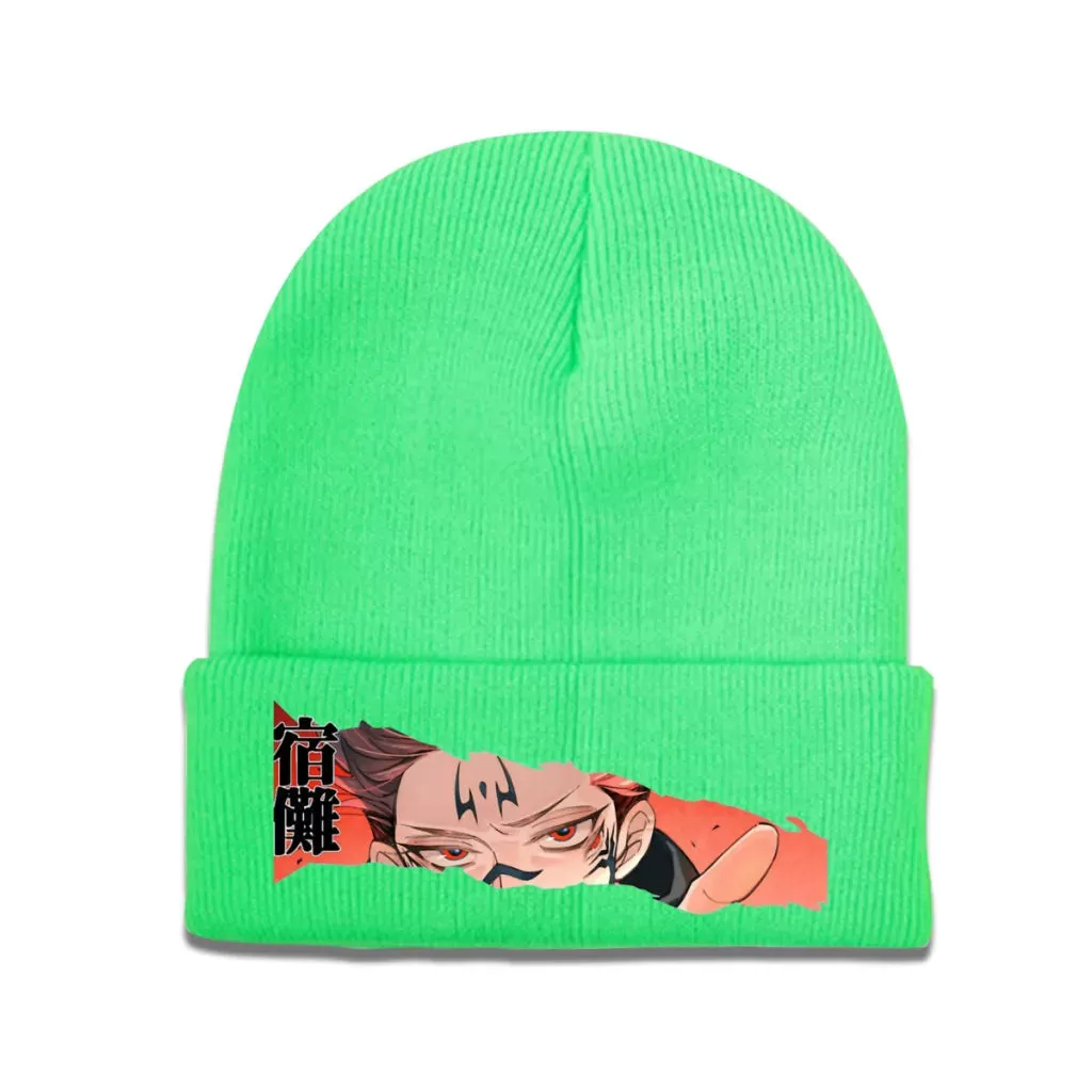 Knit Hat Jujutsu Kaisen Itadori Anime Winter Warm Beanie Caps Ryomen Sukuna Men Women Fashion Casual Bonnet