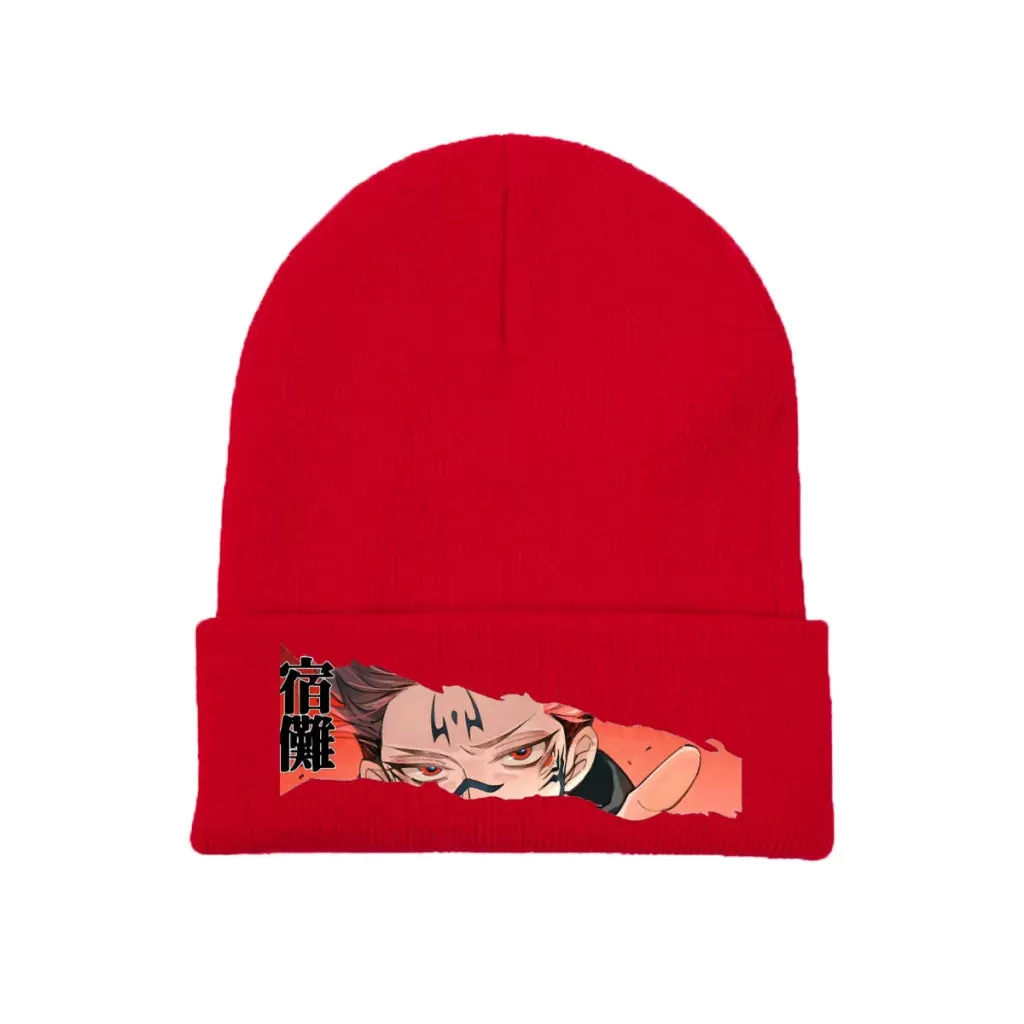 Knit Hat Jujutsu Kaisen Itadori Anime Winter Warm Beanie Caps Ryomen Sukuna Men Women Fashion Casual Bonnet