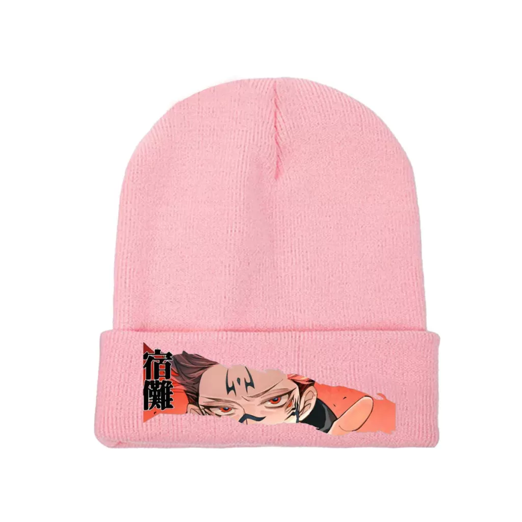 Knit Hat Jujutsu Kaisen Itadori Anime Winter Warm Beanie Caps Ryomen Sukuna Men Women Fashion Casual Bonnet