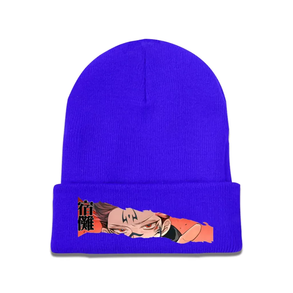 Knit Hat Jujutsu Kaisen Itadori Anime Winter Warm Beanie Caps Ryomen Sukuna Men Women Fashion Casual Bonnet