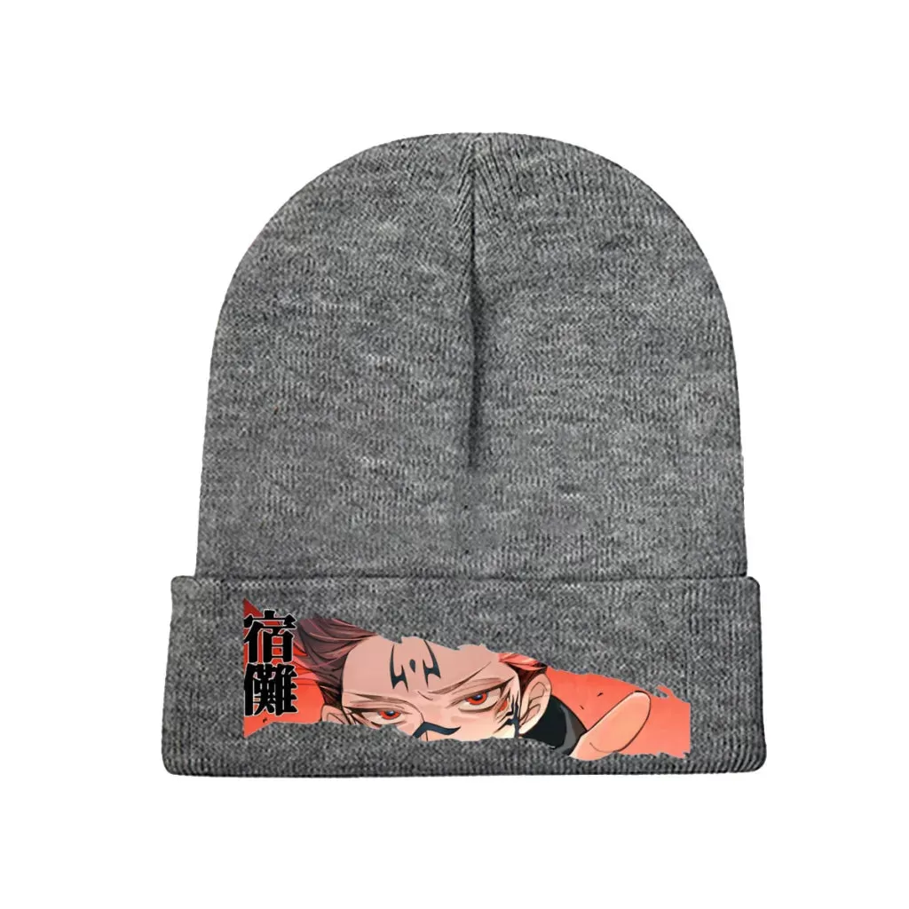 Knit Hat Jujutsu Kaisen Itadori Anime Winter Warm Beanie Caps Ryomen Sukuna Men Women Fashion Casual Bonnet