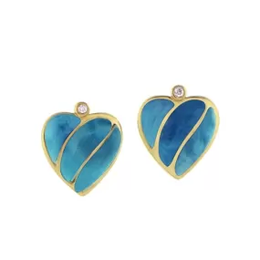 Larimar Striped Heart Earrings