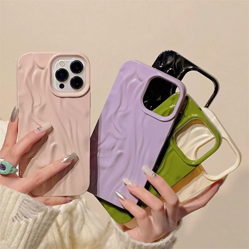 Luxury Bright Pleats Cute Phone Cases For iPhone 11 Pro Max, 12, 13, 14, 14 Pro