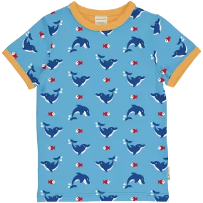 Maxomorra Dolphin Organic Cotton Printed Short Sleeved Top