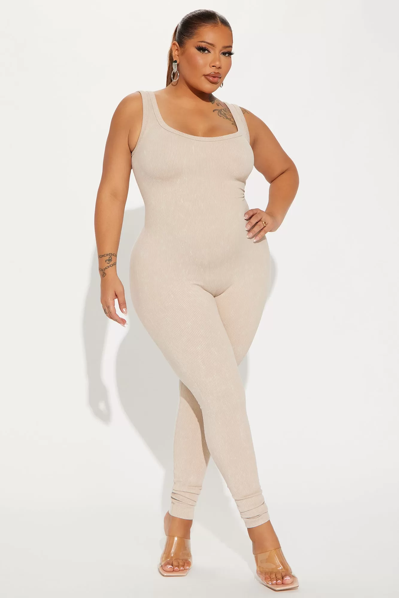 Melissa Washed Seamless Jumpsuit - Taupe