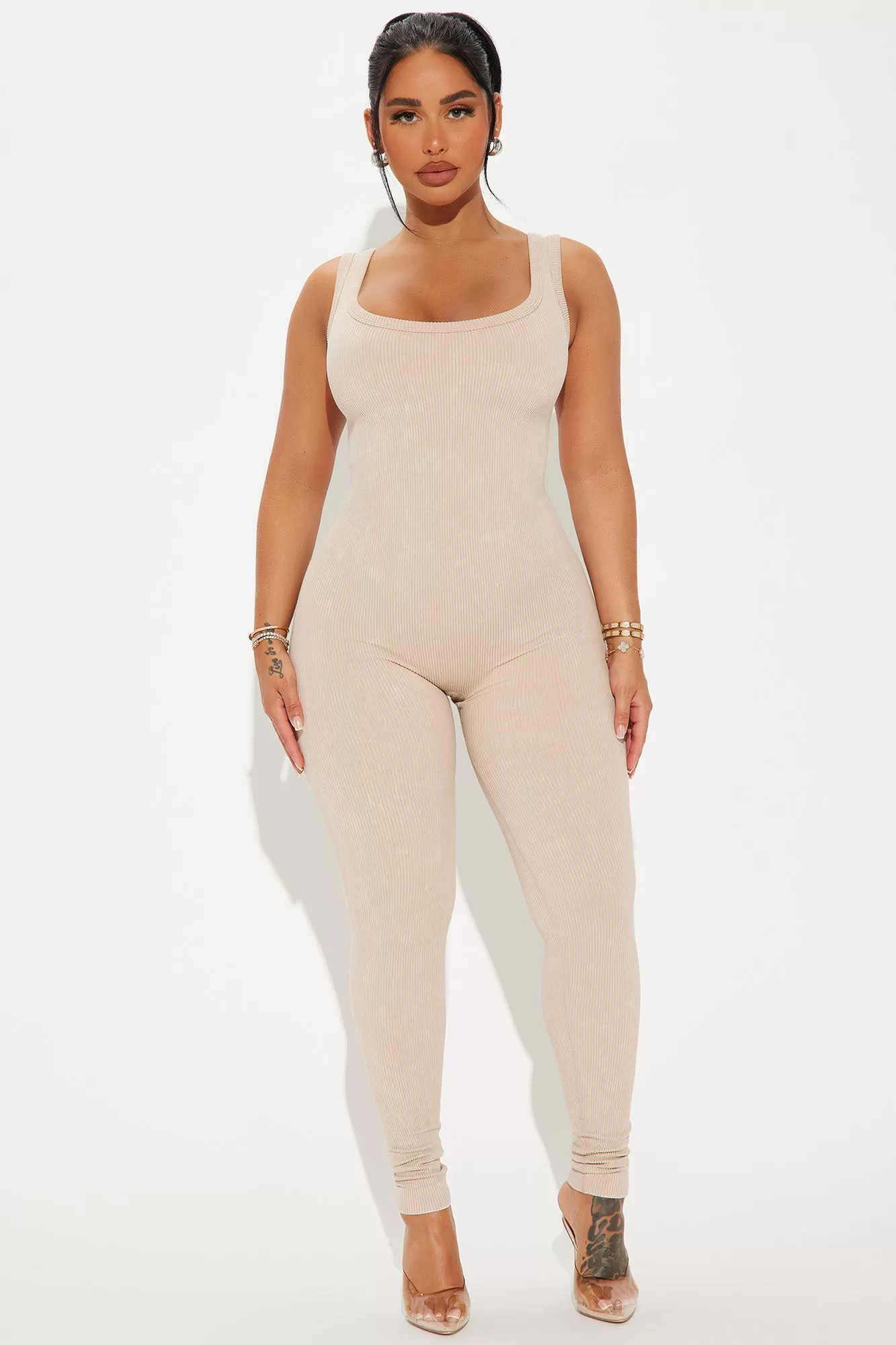 Melissa Washed Seamless Jumpsuit - Taupe