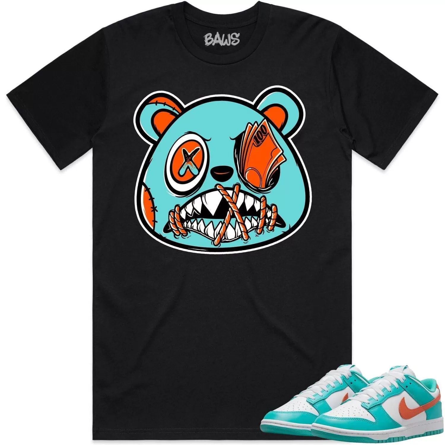 Miami Dunks Dolphins Shirt to Match - MIAMI MONEY TALKS BAWS