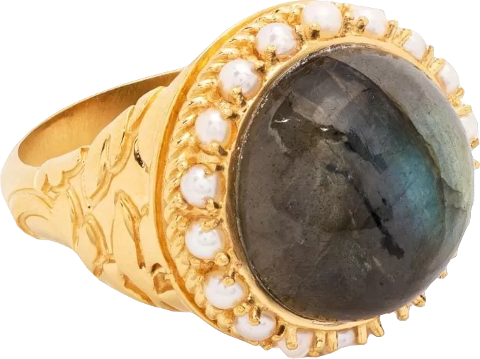 Missoma  x  Harris Reed 18k gold plated Labradorite Cocktail Ring