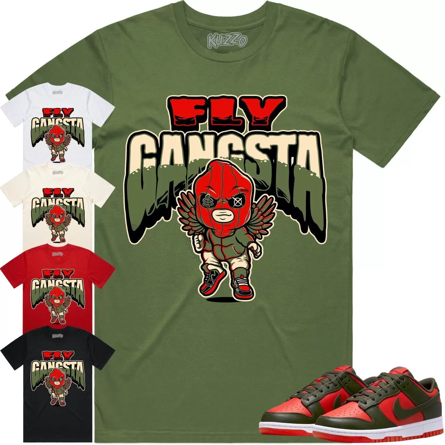 Mystic Red Dunks Shirt to Match - OLIVE FLY GANGSTA